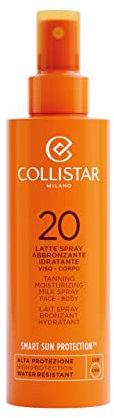 Collistar Latte Spray Abbronzante SPF 20, Ricco di vitamina E, Fresco, Superassorbibile e Water-Resistant, è il Solare Ideale per Gli Sportivi. Per Viso e Corpo, 200 ml