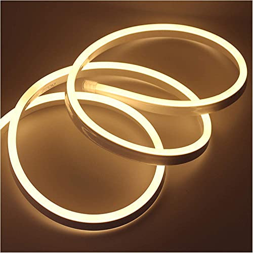 XUNATA 1m Neon LED Streifen Warmweiß, 220V 2835 120leds/m IP65 Wasserdichte, Diffusion Flex LED Schlauch für Heim DIY Festival Dekoration