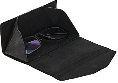 Solo Pelle Faltbares Brillenetui aus echtem Leder, tragbare Brillenbox zum falten, Brillen Etui mit Magnetverschluss Sonnenbrillenetui für Herren Damen Kinder (Steingrau)
