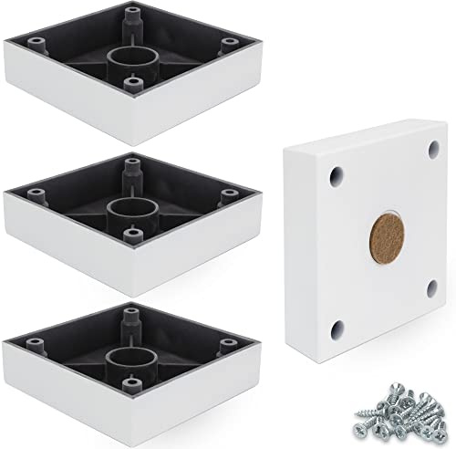 F!XBL Möbelfüße Möbelbeine 2,5 cm hoch mit Filzgleiter Modell Cuba Grande Möbelfüße Weiß Eckig 4er Set