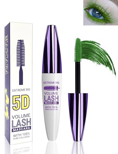 5D Mascara Volumen und Länge grün, Wimpernverlängerung mit Volumeneffekt, wasserfest und lang anhaltend mit präziser Definition, nicht blühendes Auge Wimperntusche für Frauen, 06#