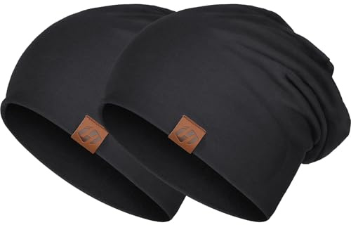 Bonnet en coton doux et doux pour la peau, unisexe, souple, Noir et noir., taille unique