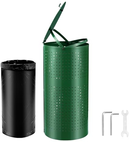 VEVOR Dog Poop Trash Can With 50 Liner Bags, 11.5 Gallons Outdoor Waste Bin With Lid & Liner Clip for Pet Waste Station, Disposal Container for Garden Backyard Park