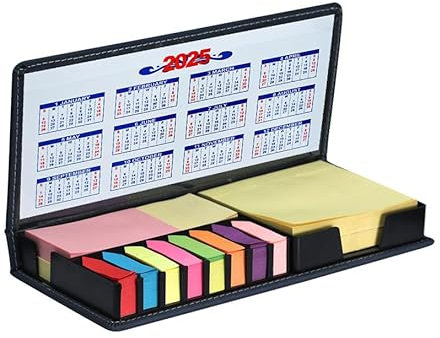 Strehknewen Haftnotizen Set, Notizzettel box, 2200 Stück Selbstklebende Bunte Klebezettel, 4 Formate mit Haftmarker & PU Etui, Sticky Notes für Büro, Schule, Studium und Teamwork,Kalender 2025