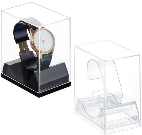 PH PandaHall 2 Colours Watch Stand Box Watch Case, Single Watch Holder Acrylic Bracelet Display Rack Jewellery Holder Watch Organizer Stand for Men Husband Father's Day