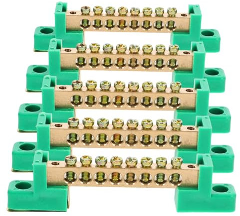 iplusmile Bloques Terminales De Puesta a Tierra De Cobre, 5 Piezas, 8 Posiciones, Barra De Conexión Eléctrica Para Distribución y Unión De Cables