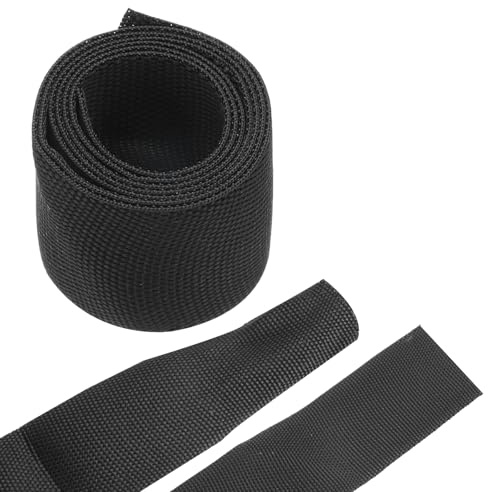 QUARKZMAN Gaines Tressées en Tissu Thermorétractable, 1 1/4 3ft Noir Ratio De Rétraction 2:1 pour Protection De Câble De Harnais, Protection De Câble Réseau, Gestion De Câbles