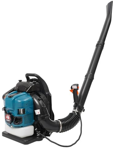 DSYOGX Bärbar bensinblåsare för stora ytor, 75,6 cc bensinryggsäck, rygglövblåsare, ergonomisk design, 4-taktsmotor, ryggbladblåsare