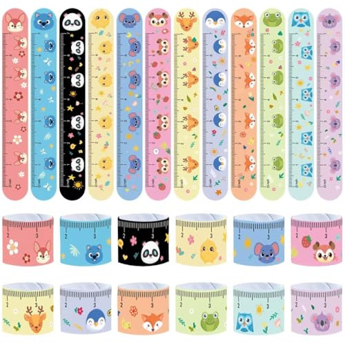 Viicoor Pulseras Slap para niños, 24 unidades, estilo regla, bandas slap para fiestas, regalos y rellenos de bolsas de fiesta