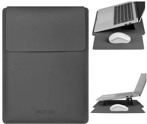 HoYiXi 13,3 14 Funda Estuche para Portátiles Bolsa con Soporte para MacBook Air/Pro 13 (M4/M3/M2/M1 2025-2020), Surface Pro 8 2021, iPad Pro 12,9 & 13-14 Laptop Sleeve Case,Gris