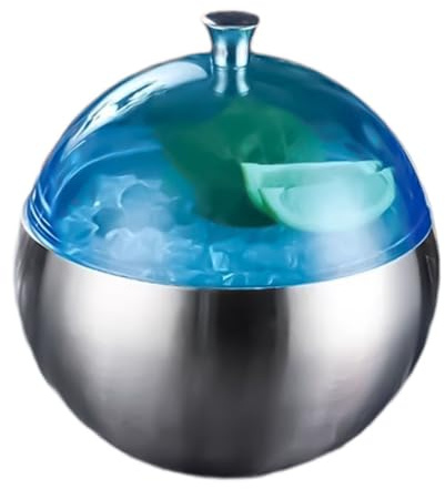 Isbehållare, Is- och champagnehink i rostfritt stål, dubbelväggig med lock, 1 liter, flerfärgad(Blue)