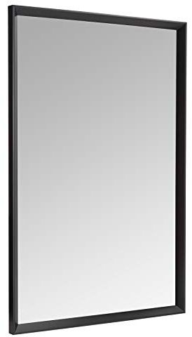 Amazon Basics Rectangular Wall Mount Mirror for Bedroom, Bathroom, Living Room, Entryway, 24 x 36, Peaked Trim, Black, Hangs Horizontally or Vertically