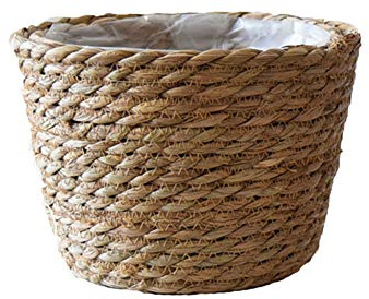 Seagrass Planter Basket Indoor Natural Planter Basket Hand-Woven Flower Pot With Liner S/L Plant Fiber Rattan Basket Indoor Outdoor For Storage Laundry Picnic Plant Pot-Original Color S
