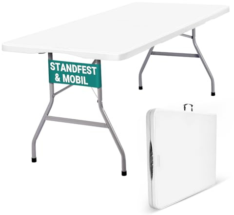 Byliable Folding Table 6ft Portable Heavy Duty Plastic Fold-in-Half Utility Foldable Table Plastic Dining Indoor Outdoor for Camping, Picnic and Party, White