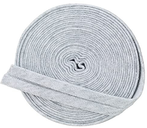 Sctmda Schrägband aus Baumwolle Elastisch Einfassband zum Nähen Baumwollschrägband Köperband Baumwollband Breit Textilband Blende Falzung 16mm * 5 Meter Grau für DIY-Nähen