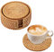 Atliberswo Juego de 6 Posavasos de Ratán Con Soporte - Madera, Resistentes al Calor, Para Café y Bebidas - Naturales, Hechos a Mano Para Hogar, Restaurante, Granja