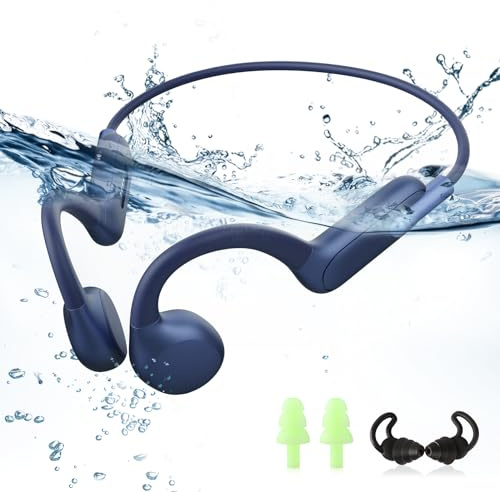 HIFI WALKER Casque à Conduction Osseuse IPX8 pour Natation, Écouteur Sport Étanche avec Mémoire MP3 Intégrée 32 Go, Bluetooth 5.3, Casque Léger pour Course, Piscine et Cyclisme