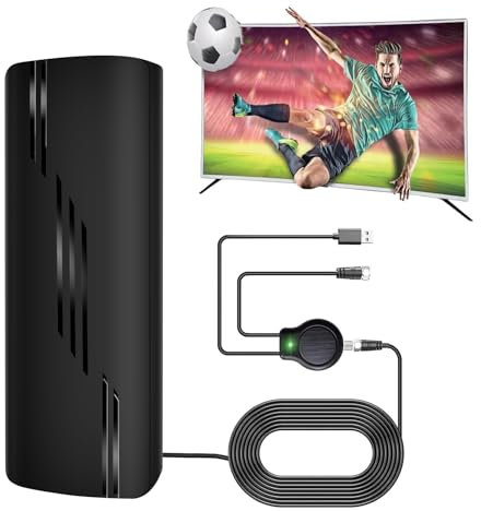 Digital TV Aerial Antenna with Amplifier - 1200+ Miles Range Indoor/Outdoor HD Antenna for Smart Television - Support 8K 4K 1080p with 36ft Coax Cable