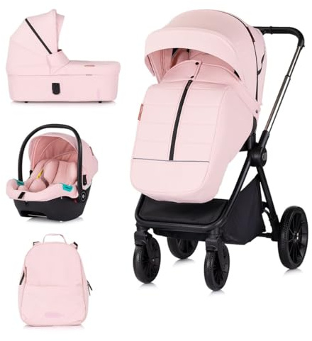 Chipolino Encanto passeggino 3 in 1 seggiolino auto i-Size culla sedile sportivo, colorazione:rosa
