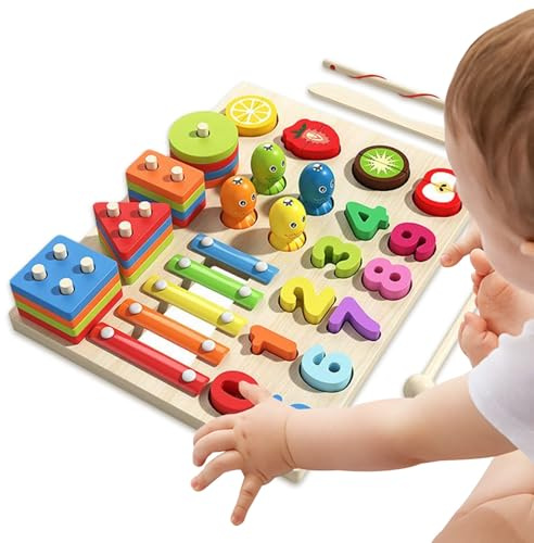 Juegos de encastre números para niños, de madera para aprendizaje educativo, juego matemático preescolar material sensorial para niñas niños familia