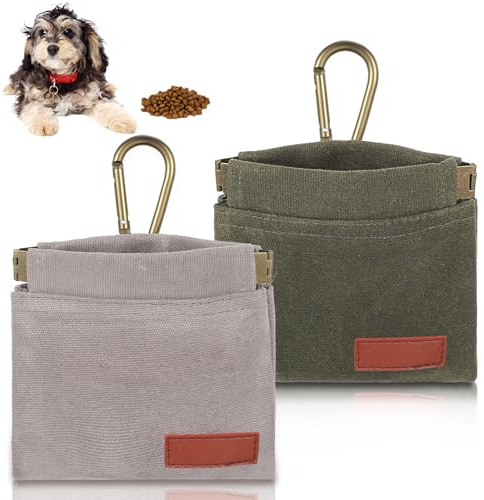 Hpmjz 2 pcs Dog Treat Pouch Portable Puppy Dog Training Treat Bag Pocket Sized Pet Training Pouch Hand Free Dogs Walking Bag Auto Closing Pet Feed Snack Reward Pocket for Trave Outdoor Use