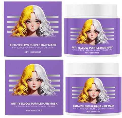 Anti-Gelbstich-Haarmaske für blondes Haar, Repariert und stärkt geschädigtes Haar, pflegt trockenes Haar, für blondierte Frauen und Männer