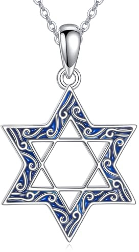 POPLYKE Stern von David Anhänger Halskette 925 Sterling Silber jüdische israelische Anhänger Halskette Schmuck für Männer Frauen