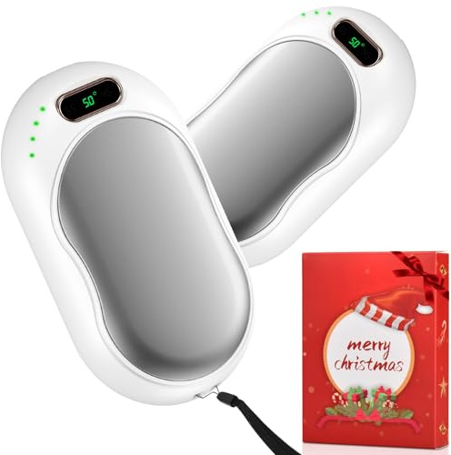 Calentador de Manos Recargable 2 en 1 Calienta Manos De Bolsillo Magnético 5000mAh Calentador Manos Reutilizable 3 Niveles de Calor para Camping Raynauds Golf Regalo Mujer Hombre (Gris Plateado)