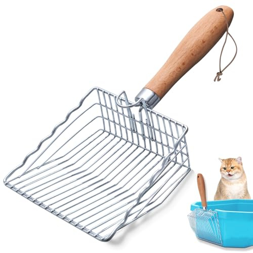 Rainpal Pala de Arena para Gatos, Pala Acero Inoxidable para Gatos, Corta