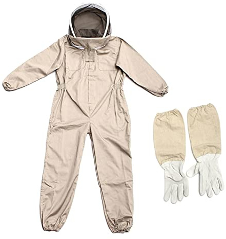 MERIGLARE Combinaison D'Apiculteur Adulte avec Capuche Ventilée Amovible Veste Polyester Épaisse Manches Longues Élastiques Protectrice Adaptée, XL