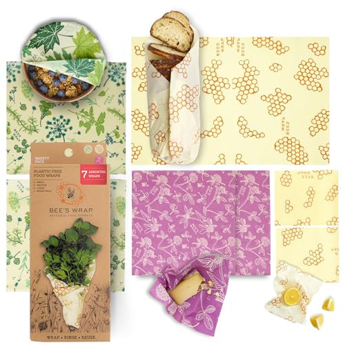 Bee's Wrap Sustainable Reusable Food Storage Variety Pack (Organic Cotton, Beeswax, X-Large for Bread)