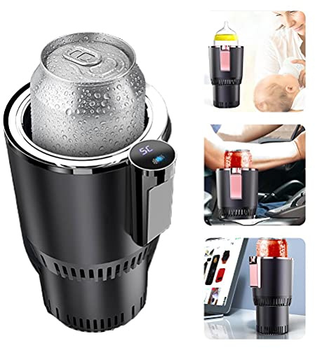 Tazza di raffreddamento per auto per auto, 2 in 1 Portabicchieri per raffreddamento e riscaldamento per auto con temperatura del display Pratico dispositivo di raffreddamento per frigorifero per auto