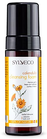 SYLVECO Espuma limpiadora facial con extracto de caléndula para todo tipo de pieles. Cosmética natural vegana para mujeres y hombres. Tamaño 150 ml.