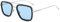 Long Keeper Vintage Square Sunglasses for Men Women, Designer Retro Sunglasses Double Bridge Metal Square Frame Edith Glasses UV400 Protection (Style-5, Blue)