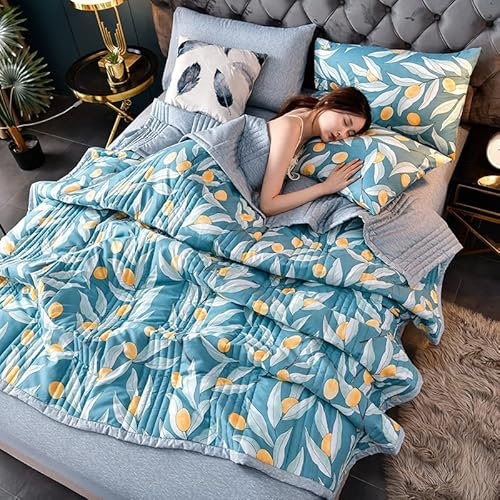uyeoco Couette D'été, Couverture D'été Fraîche, 100% Coton Lavé, Courtepointe Fine, Douce Et Confortable, Légère Et Respirante, Lavable en Machine, (Color : K, Size : 180x200cm)