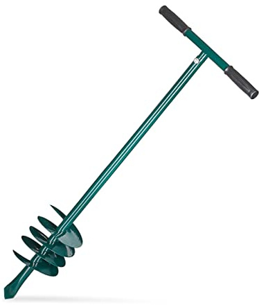 Relaxdays Tarière Manuelle, Ø 140 mm, bèche pour Les Arbres, plantations, L : 90 cm, Jardinage, poteaux de Cloture, Vert