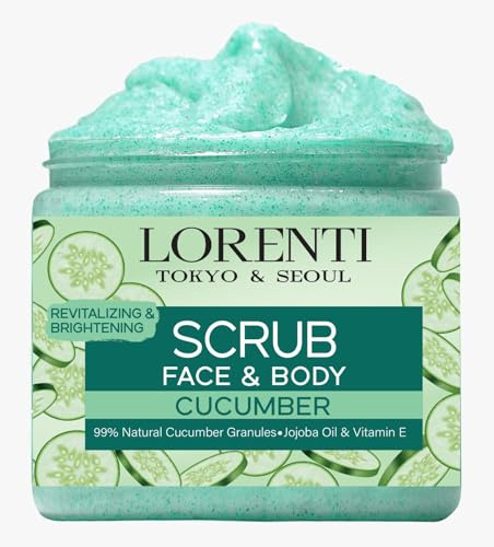 Lorenti Scrub viso e corpo al cetriolo | Rassodante e radiante supporta la produzione di collagene Anti invecchiamento e rughe 500 ml