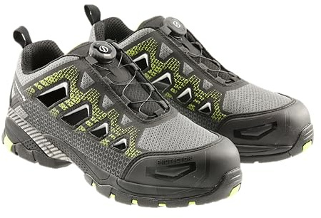 Högert Technik - Sandalias de protección Paglau, sistema Lace S1PS SR FO negro/verde 46, zapatos de seguridad para hombre | sistema de cordones | sandalias de trabajo de seguridad |, negro y verde, 46