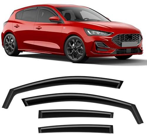 GEARCELL Wind Deflectors, Rain Guards Window Visor Compatible with Ford Focus MK4 2018-onwards 5 Door Hatchback/Saloon, in-Channel Side Shatterproof Sun Visor, Window Deflectors