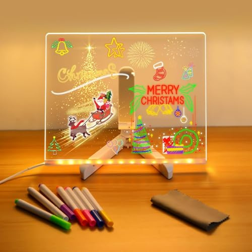 Tableau à Message LED Avec 7 Couleurs De Stylo/Support - Nouveau Tableau De Notes Avec Couleurs Pour Le Bureau, L'École Et La Maison (15 * 15cm)