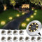 12 Piezas Luces Solares LED Exterior Jardin, 8 LED Luz Solar de Tierra Lampara de Suelo Solar Exteriores Impermeable Decoracion Iluminación para Césped Terraza Escalera Caminos Patio, Blanco Cálido