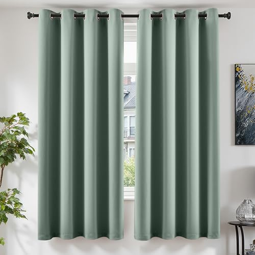 TOPICK Cortinas Largas 100% Opacas 140An x 200Al cm 2 Paneles Verde Salvia