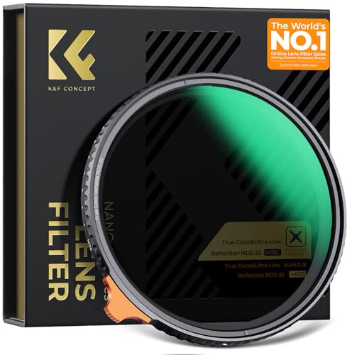 K&F koncept 55 mm äkta färgvariabel ND-filter ND2-32, ultralåg reflektion neutral densitet justerbar ND-linsfilter nano-beläggning vattentät (Nano-X-serien)