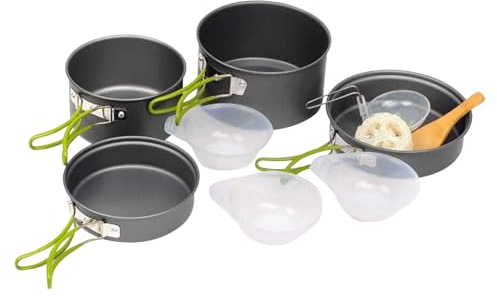 Set de cookies de camping, mini ustensiles de cuisine, empilables, kit de cuisson d'extérieur portable avec poignée, idéal pour la randonnée, la survie, les voyages, les randonnées, les randonnées