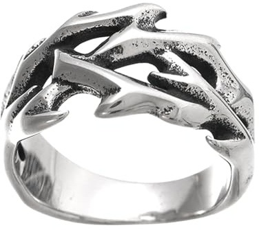 TURTLEDOVE Gothic Thorn Ring, Jesus Crown of Thorns Ring,Stainless Steel Twisted Jewelry (9)