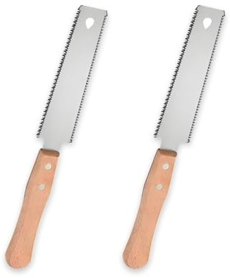 2Pcs Japanese Pull Saw, Hand Saw for Wood Carpentry Tools, Small Woodworking Hand Saws Flexible Double Edged with Wooden Handle Portable Tool for Woodworking and DIY Projects