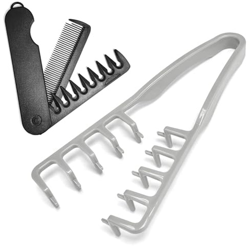 Texture Comb, Voluminous Wide Toothed Hair Comb, Wide & Fine-Toothed Dual-Purpose SetBangs Seam Grooming Accessory for Women and Men, ABS plastic with textured grip