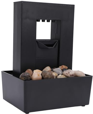 Generic Fuente Decorativa para Interiores, Fuente de Agua de Mesa con Luz LED y Guijarros Pulidos, para el Hogar, Oficina, Sala de Estar y Dormitorio