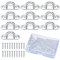 pzihao 10 Pcs M5 Stainless Steel Eye Plate, Metal Oblong Eye Plate Pads, Staple Rings Hooks Hardware with 2 Holes for Rope Loop Hanging Hooks, with Screws