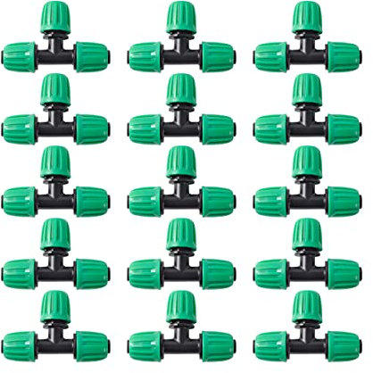 FULAIERGD 15 Stück Teichbewässerung 1/2 Zoll Vinylschlauch (1/2 ID x 0,65 AD) Anti-Drop-Qualitätsfitting (passt 13 mm ID) Kontermuttern Anschlüsse (15 Stück T-Stück)